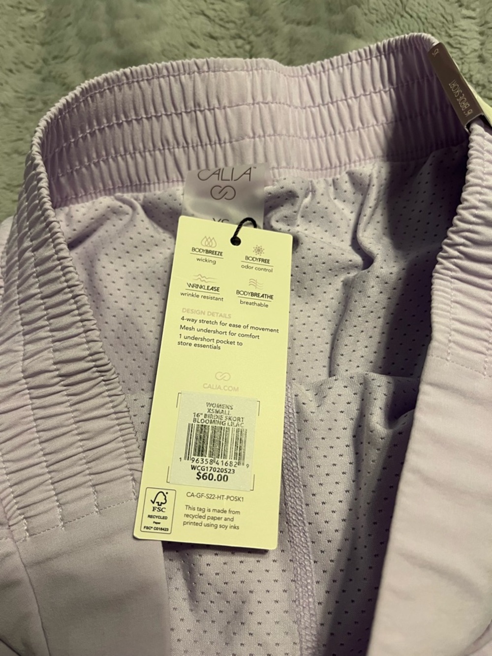 Calia Golf Birdie Skort Light Lavender Athletic Skort - Picture 4 of 7